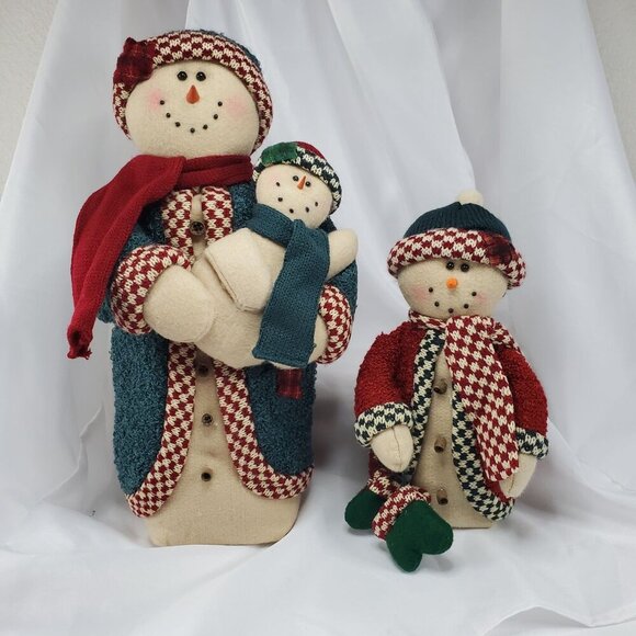 Snowman Family Plush Decor Set With Baby & Child weighted bottoms - Picture 16 of 16